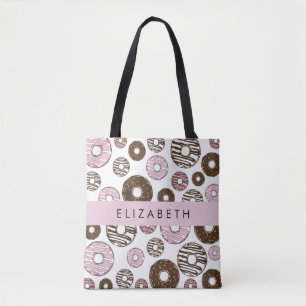 Rosa Donuts, Brown Donuts, Sprinkles, ditt namn Tygkasse