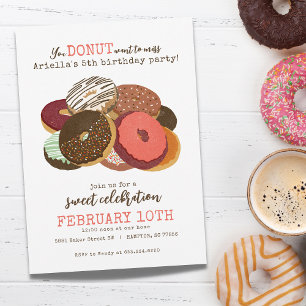 Rosa Donuts Födelsedagsfest Inbjudningar