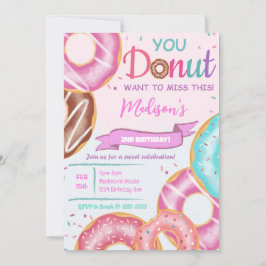 Rosa Donuts-inbjudan på födelsedagen Inbjudningar