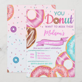 Rosa Donuts-inbjudan på födelsedagen Inbjudningar