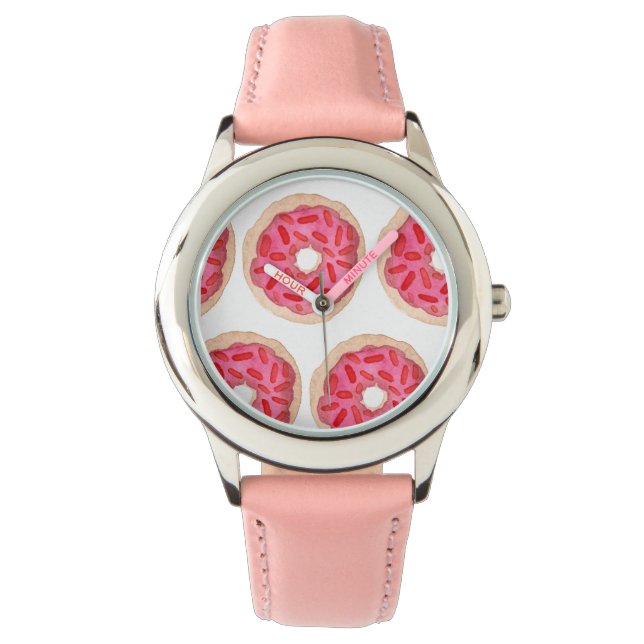 Rosa Donuts Kids Watch Armbandsur (Framsida)
