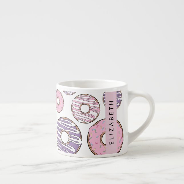 Rosa Donuts, Lila Donuts, Sprinkles, ditt namn Espressomugg (Höger)