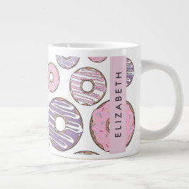 Rosa Donuts, Lila Donuts, Sprinkles, ditt namn Jumbo Mugg