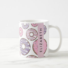 Rosa Donuts, Lila Donuts, Sprinkles, ditt namn Kaffemugg