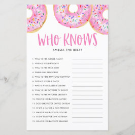 Rosa Donuts som känner Mamma Best Baby Shower Game