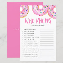 Rosa Donuts som känner Mamma Best Baby Shower Game