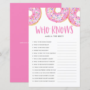 Rosa Donuts som känner Mamma Best Baby Shower Game