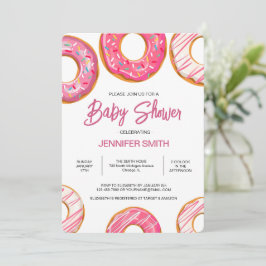 Rosa Donuts Sprinkles Girl Baby Shower Inbjudningar