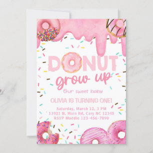 Rosa donuts växer inte upp i gir-inbjudan. inbjudningar
