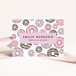 Rosa Donuts, vita donötter, kummel Shop, bakverk Visitkort