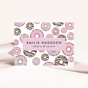 Rosa Donuts, vita donötter, kummel Shop, bakverk Visitkort