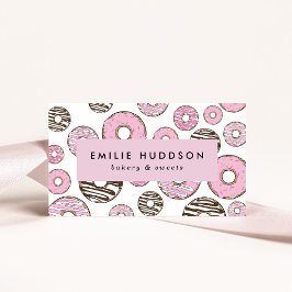 Rosa Donuts, vita donötter, kummel Shop, bakverk Visitkort