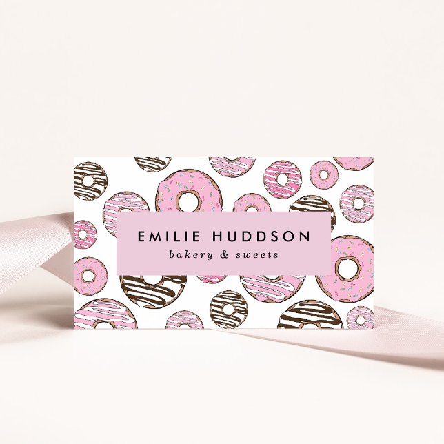 Rosa Donuts, vita donötter, kummel Shop, bakverk Visitkort (Skapare uppladdad)