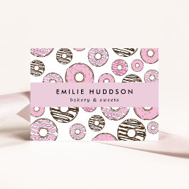 Rosa Donuts, vita donötter, kummel Shop, bakverk Visitkort
