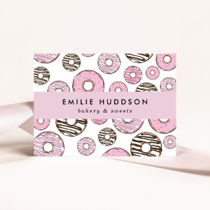 Rosa Donuts, vita donötter, kummel Shop, bakverk Visitkort