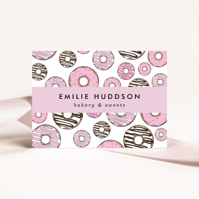 Rosa Donuts, vita donötter, kummel Shop, bakverk Visitkort (Skapare uppladdad)