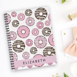 Rosa Donuts, vita donuts, Sprinkles, ditt namn Anteckningsbok
