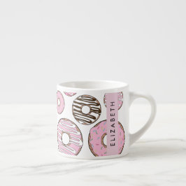 Rosa Donuts, vita donuts, Sprinkles, ditt namn Espressomugg