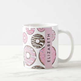 Rosa Donuts, vita donuts, Sprinkles, ditt namn Kaffemugg