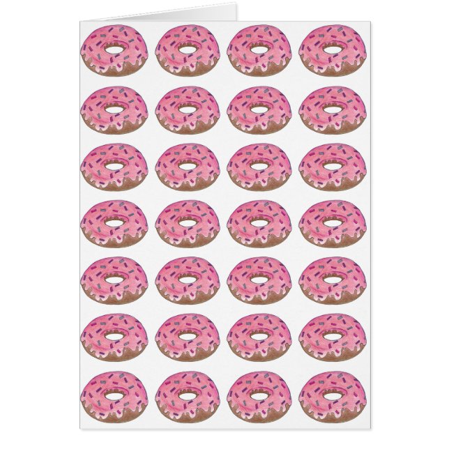 Rosa Donuts w/ Sprinkles Doughnut Donut Food Card Hälsningskort (Framsidan)