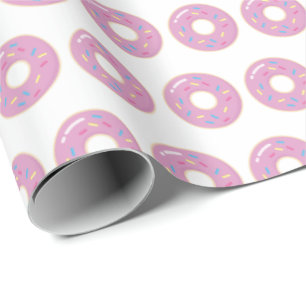 Rosa Donuts Wrapping Papper Gift Wrap Doughnut Presentpapper