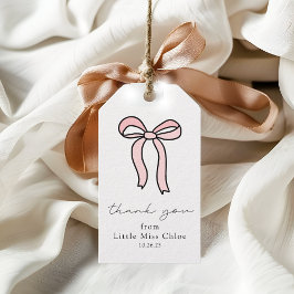 Rosa Doodle Bow Flicka 1:a födelsedag - favoritmär Presentetikett