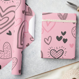 Rosa Doodle Hearts Valentine Day Presentpapper