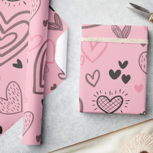 Rosa Doodle Hearts Valentine Day Presentpapper