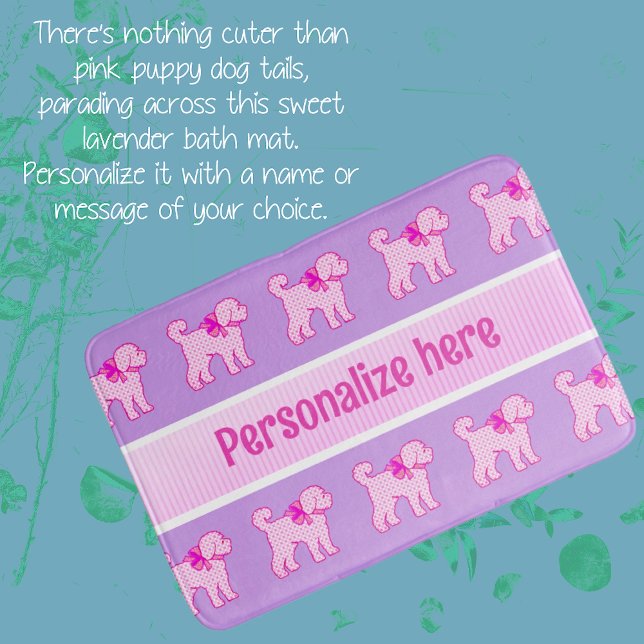 Rosa Doodle Hund Lavender Personlig Badrumsmatta (So cute for baby or kiddos.)