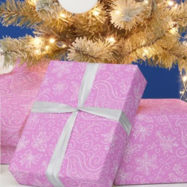 Rosa Doodle jul Sleigh Mönster Presentpapper (Skapare uppladdad)