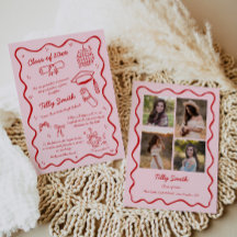 Rosa Doodle Studenten Announcement Girl 4 Foton