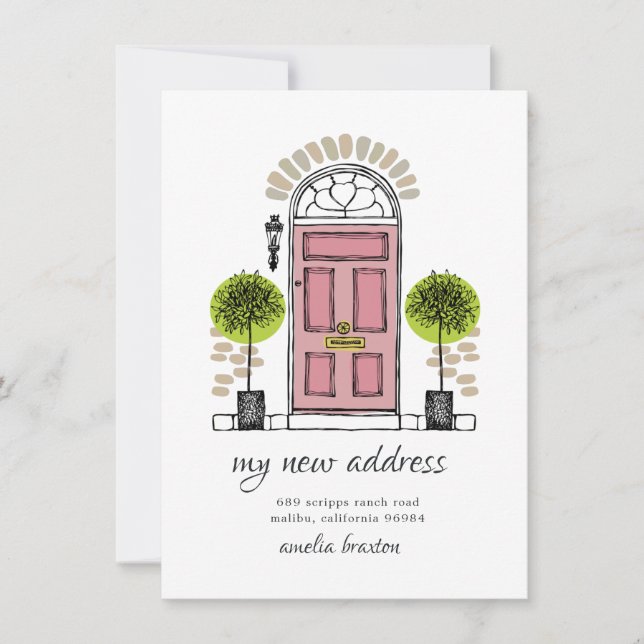 Rosa Door Flytta Notice Meddelande (Framsida)