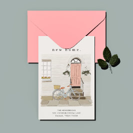 Rosa Door Illustrated Flytta Announcement Meddelande