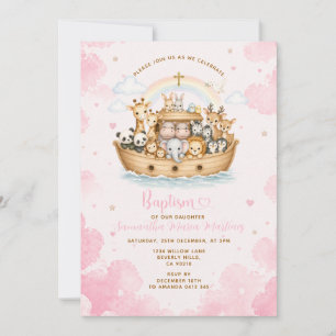 Rosa dop Noaks ark moln Inbjudningar
