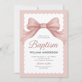 Rosa dopinvitation med elegant band och klass inbjudningar