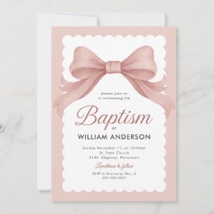 Rosa dopinvitation med elegant slinga och klass inbjudningar