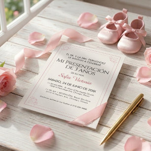Rosa dopinvitation – Min presentation för flickor Inbjudningar
