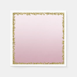 Rosa doppade guldglitter glam glitter gnistrande f pappersservett