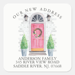 Rosa dörr  Ny etikett för hemadress