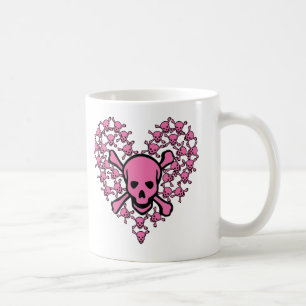 Rosa döskallar i hjärtaShape Kaffemugg