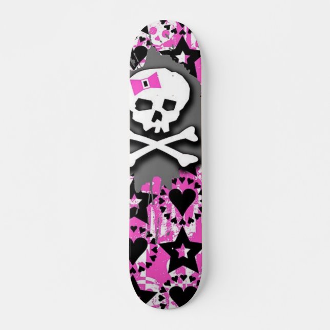 Rosa döskalle skateboard (Framsida)