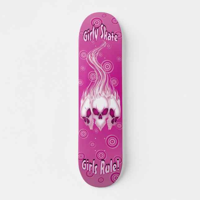 Rosa döskalle skateboard bräda 20 cm (Framsida)