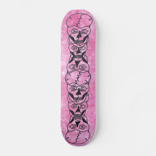rosa döskalle skateboarddäck, djävulen skateboard bräda 19,5 cm (Framsida)