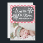 Rosa Dot Chalkboard Snowflake-Helgdag-fotokort Julkort<br><div class="desc">Lägg till ditt favoritfoto från familjen eller flicka första helgdag eller julen bild till detta söta, moderna och söt vintermatade helgdag-kort med två snöflingor på en ritbordsbakgrund och en skarp shock rosa punkt mönster. Det står Warm Önskemål och det kan vara personlig med er familj namn, år och enskilda familjemedlem...</div>