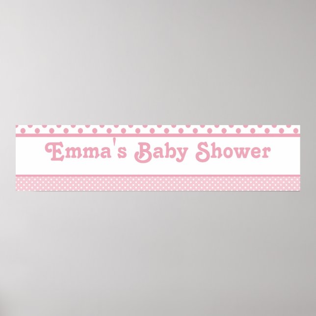 Rosa Dots Baby Shower-banderoll Poster (Framsidan)