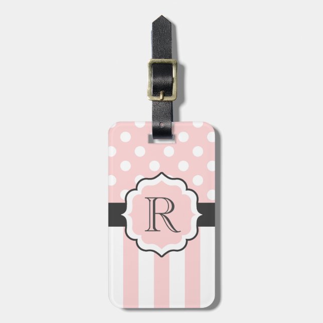 Rosa Dots och Rand Mönster Bagagebricka (Vertikal Framsida)