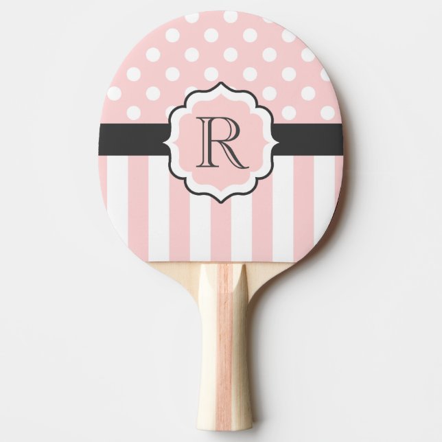 Rosa Dots och Rand Mönster Pingisracket (Framsidan)