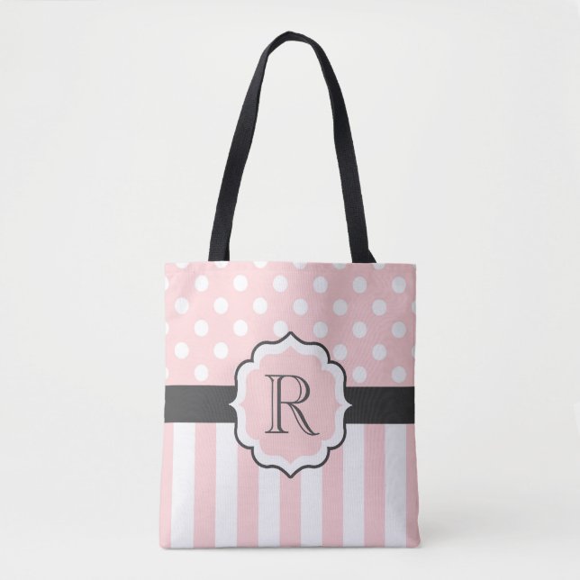 Rosa Dots och Rand Mönster Tygkasse (Framsida)