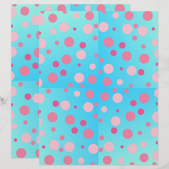 Rosa Dots på Papper återvunnen skrapbokning (Fram/baksida)