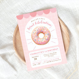 Rosa Doughnut Sweet Shop Birthday-inbjudan Inbjudningar